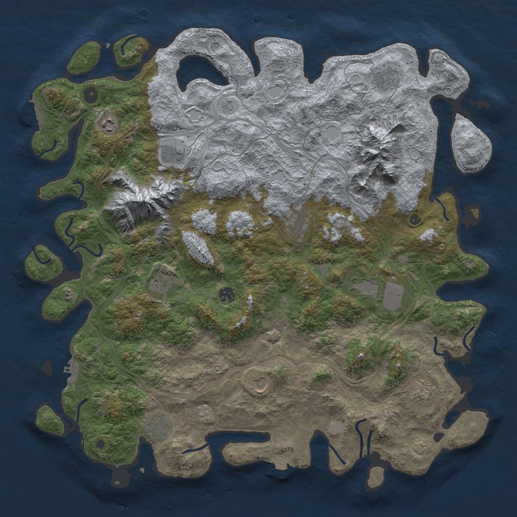 Rust Map: Procedural Map, Size: 5000, Seed: 140845835, 19 Monuments