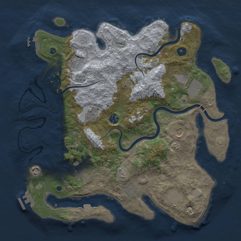 Rust Map: Procedural Map, Size: 3900, Seed: 31842891, 16 Monuments