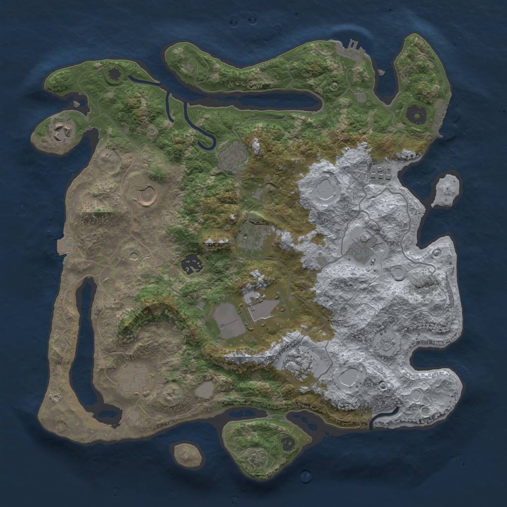 Rust Map: Procedural Map, Size: 3750, Seed: 50447537, 18 Monuments