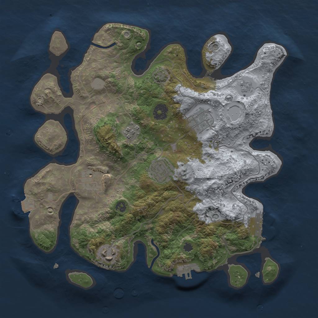 Rust Map: Procedural Map, Size: 3000, Seed: 8395174, 13 Monuments