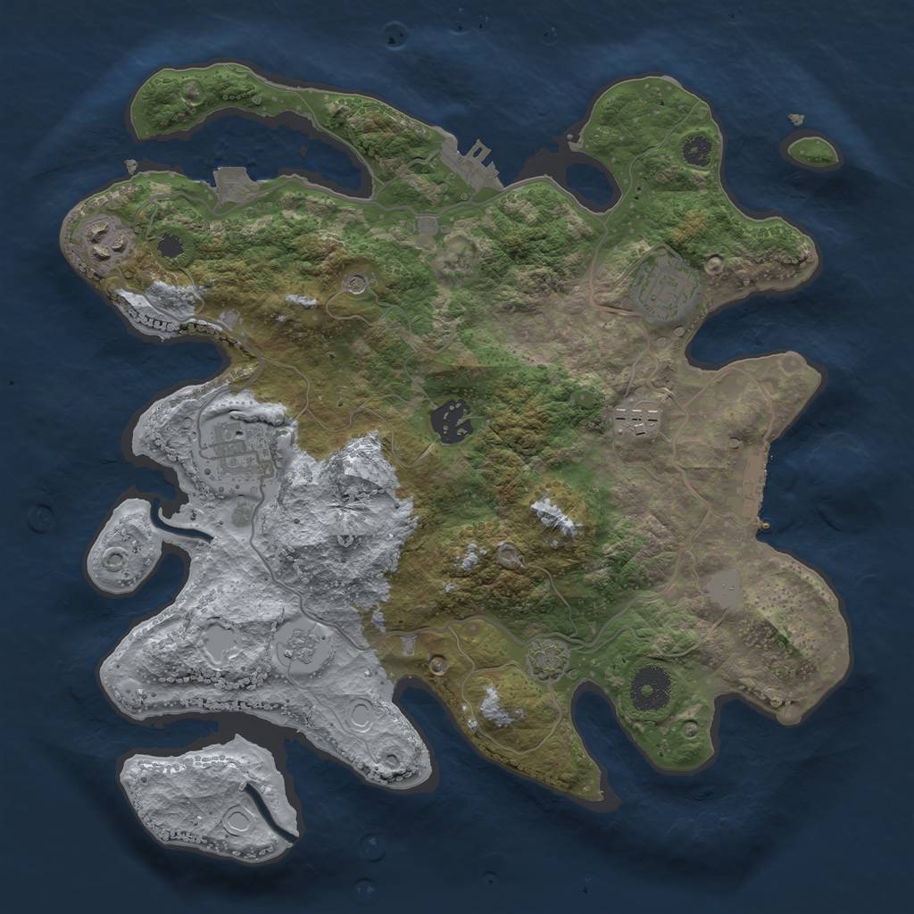 Rust Map: Procedural Map, Size: 3200, Seed: 930784474, 13 Monuments