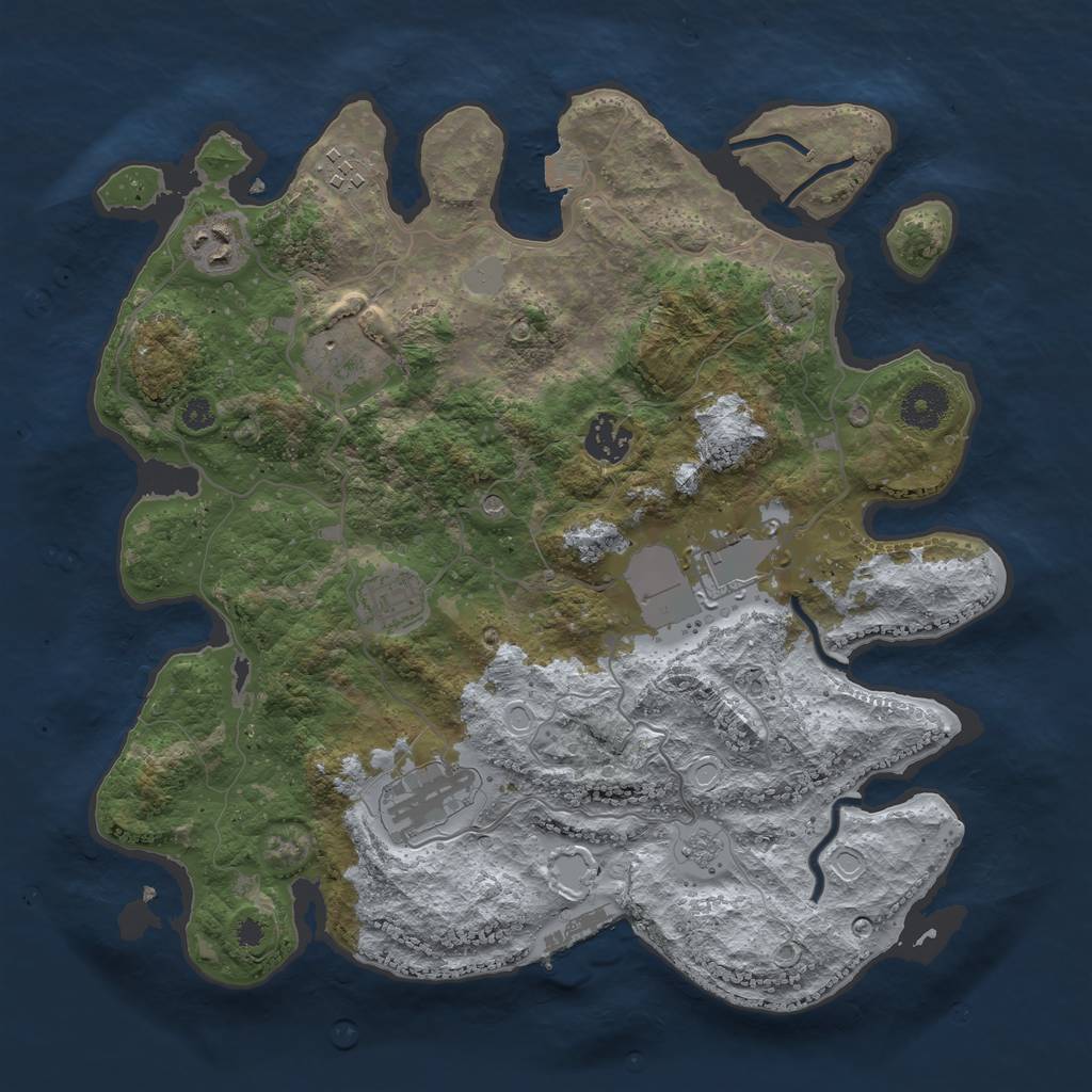 Rust Map: Procedural Map, Size: 3500, Seed: 1984266273, 14 Monuments