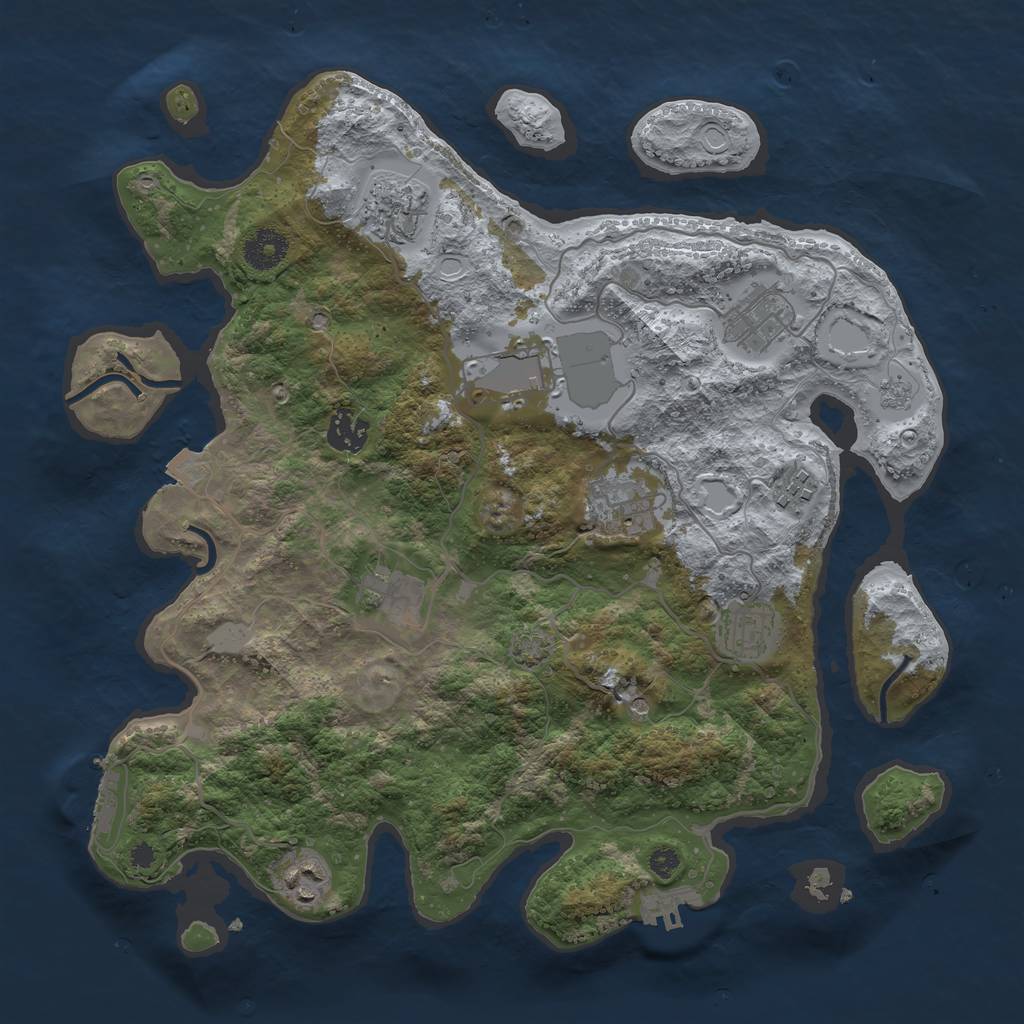 Rust Map: Procedural Map, Size: 3600, Seed: 71432, 17 Monuments