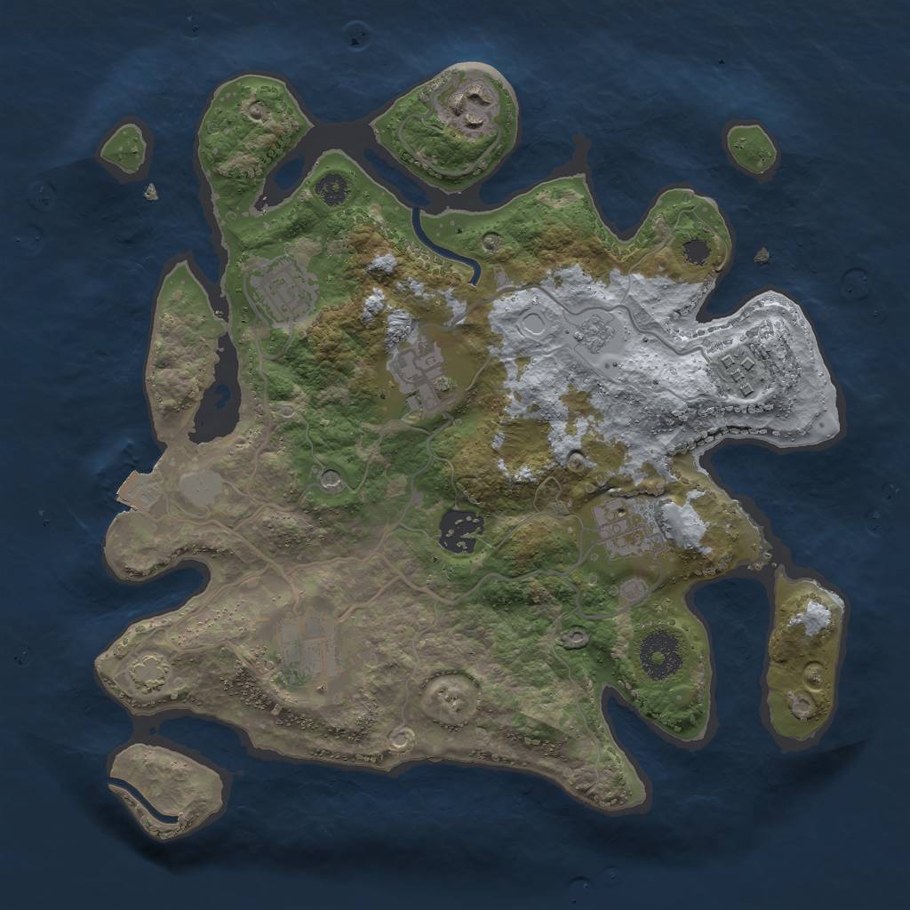 Rust Map: Procedural Map, Size: 3000, Seed: 813857389, 13 Monuments