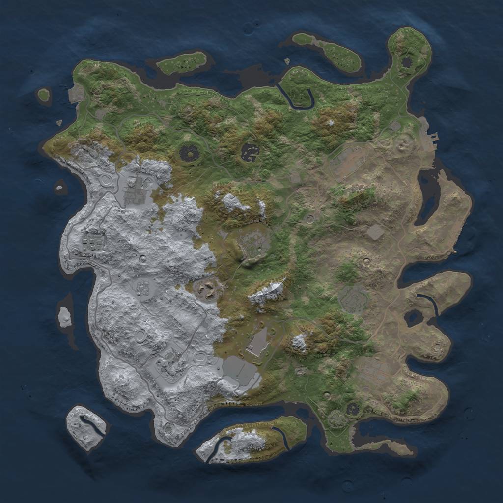 Rust Map: Procedural Map, Size: 4000, Seed: 14341929, 18 Monuments