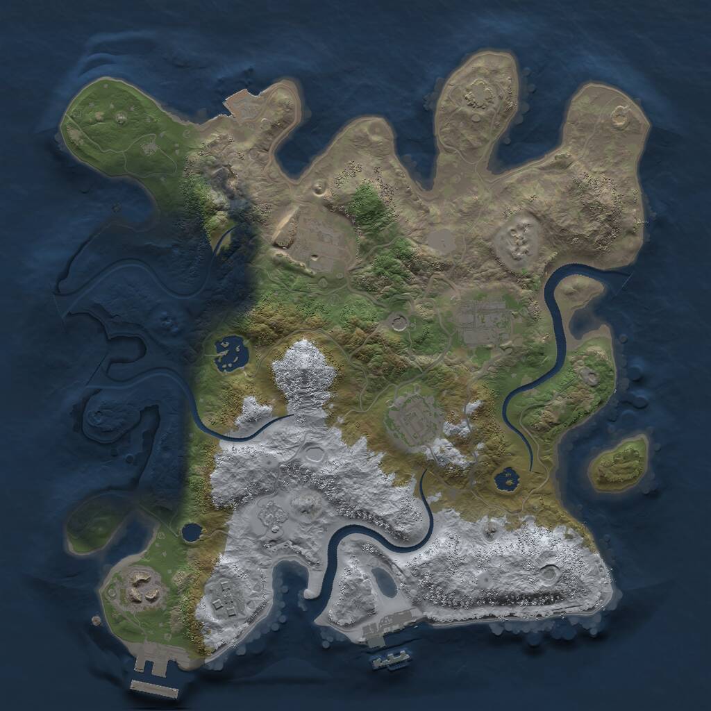 Rust Map: Procedural Map, Size: 3000, Seed: 855944613, 12 Monuments