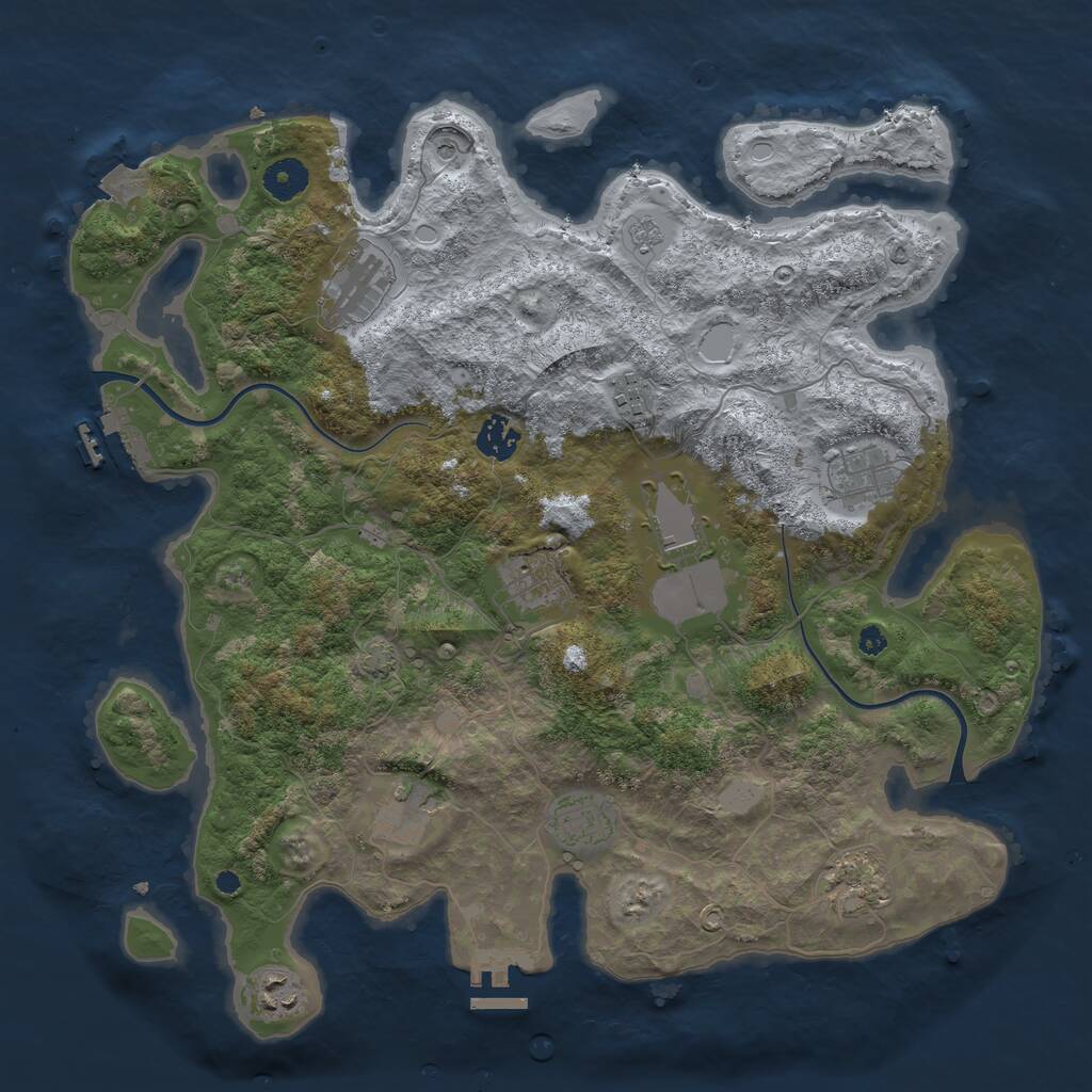 Rust Map: Procedural Map, Size: 3850, Seed: 11639162, 16 Monuments