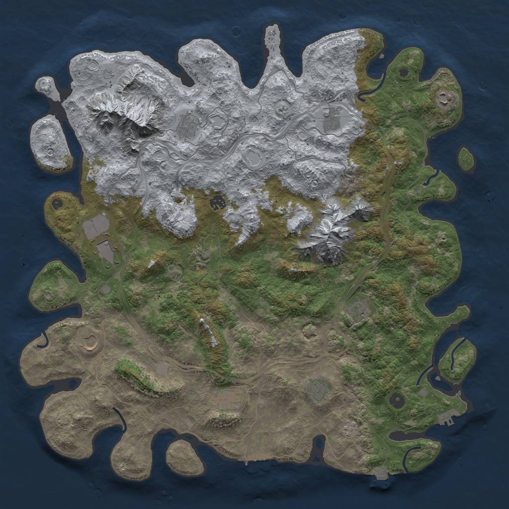 Rust Map: Procedural Map, Size: 5000, Seed: 2071427310, 19 Monuments