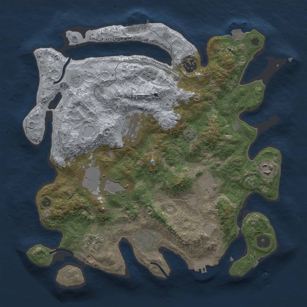 Rust Map: Procedural Map, Size: 3500, Seed: 839651, 16 Monuments