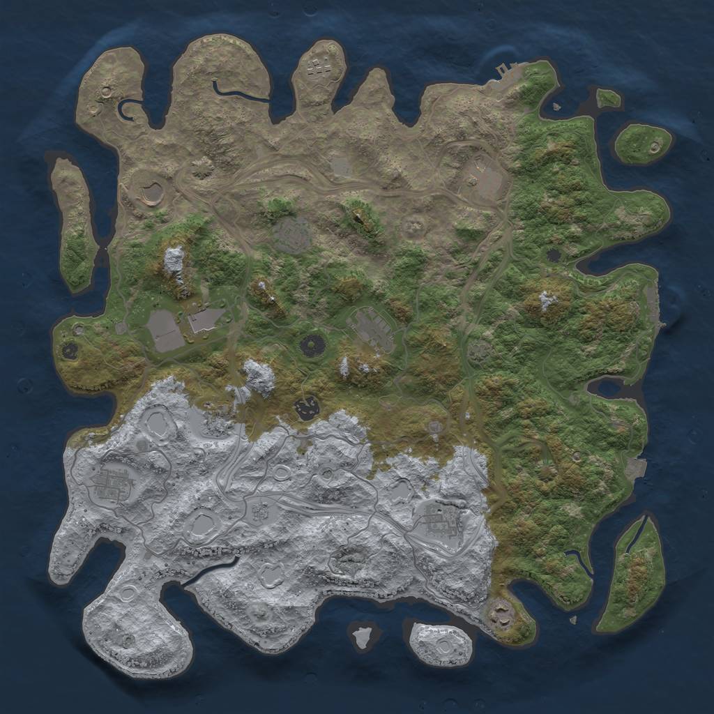 Rust Map: Procedural Map, Size: 4500, Seed: 42376311, 19 Monuments