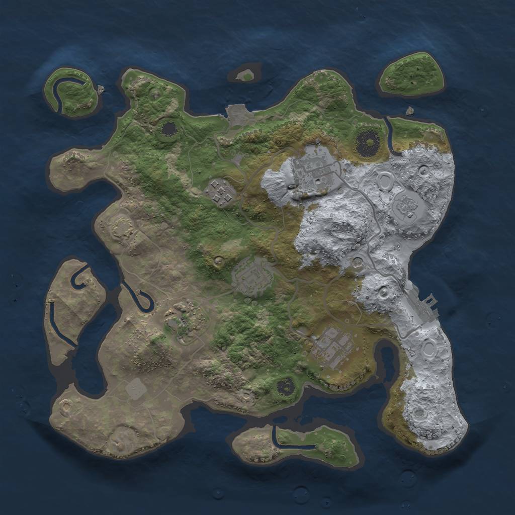 Rust Map: Procedural Map, Size: 3000, Seed: 489096491, 12 Monuments