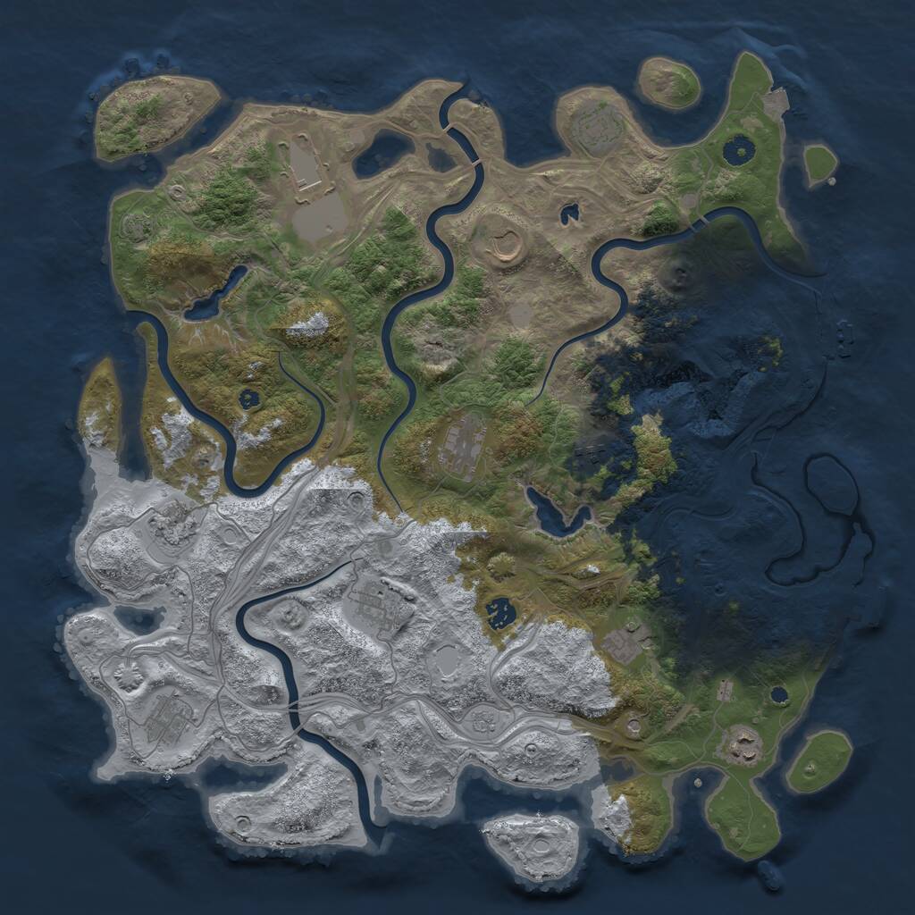 Rust Map: Procedural Map, Size: 4500, Seed: 304162928, 17 Monuments
