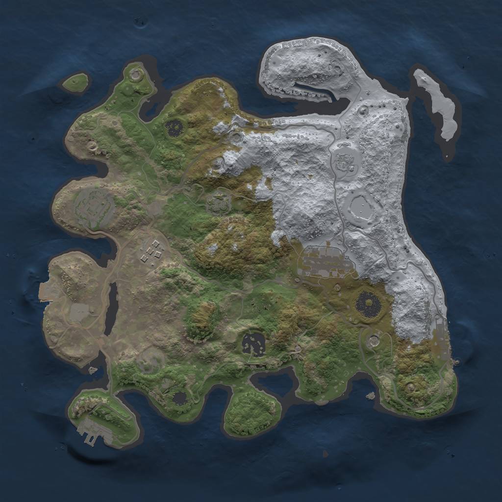 Rust Map: Procedural Map, Size: 3000, Seed: 1936949129, 12 Monuments