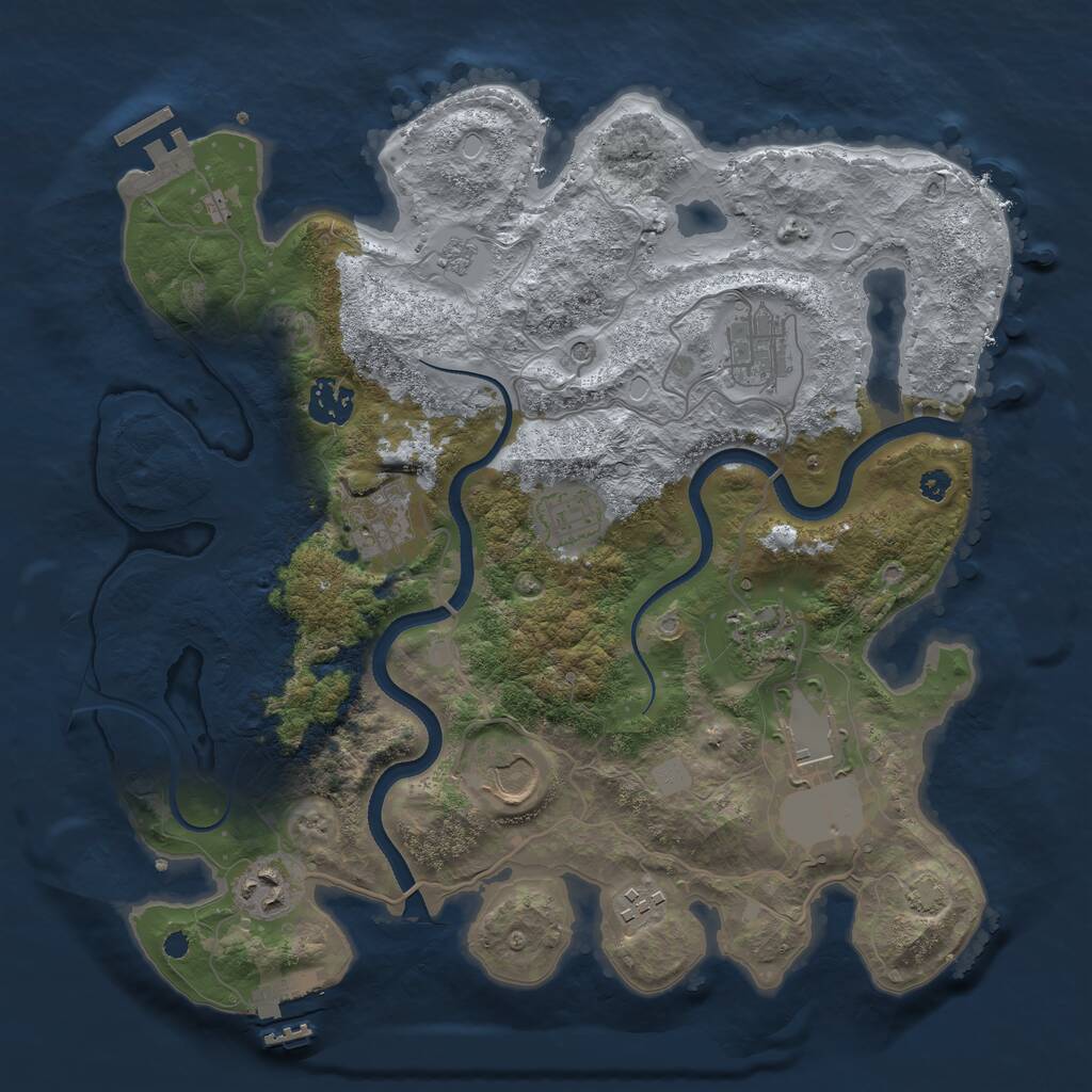 Rust Map: Procedural Map, Size: 3500, Seed: 897190660, 15 Monuments