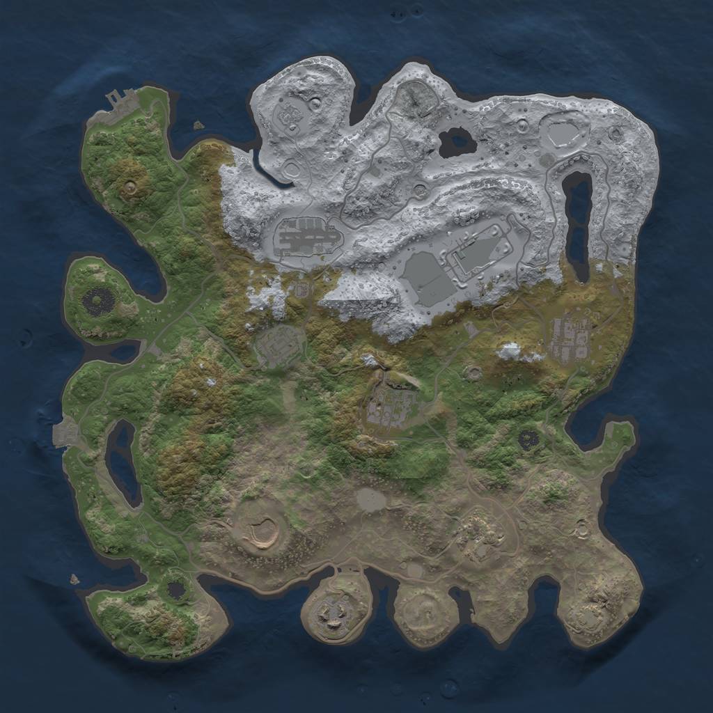 Rust Map: Procedural Map, Size: 3500, Seed: 897190660, 15 Monuments