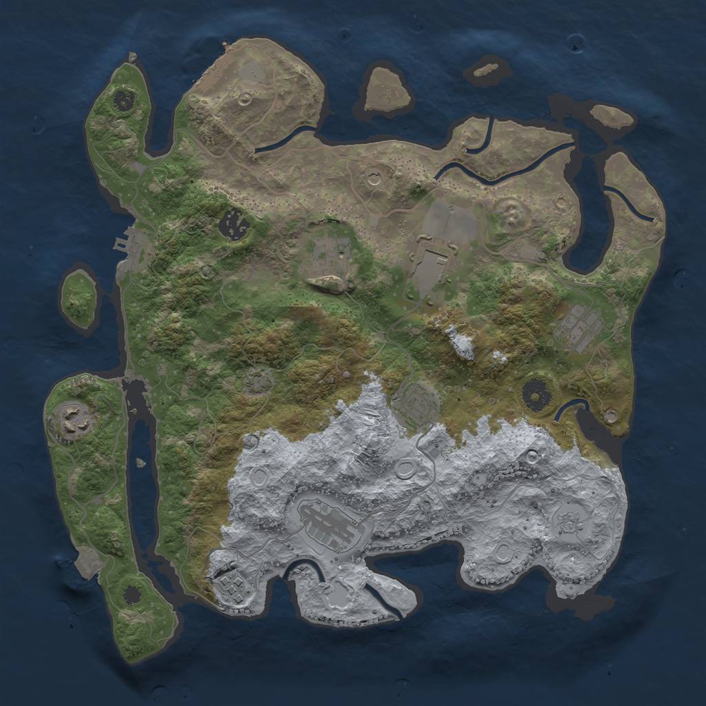 Rust Map: Procedural Map, Size: 3500, Seed: 163189862, 16 Monuments