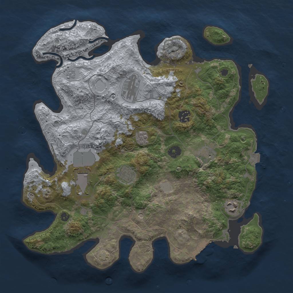 Rust Map: Procedural Map, Size: 3500, Seed: 754725814, 14 Monuments