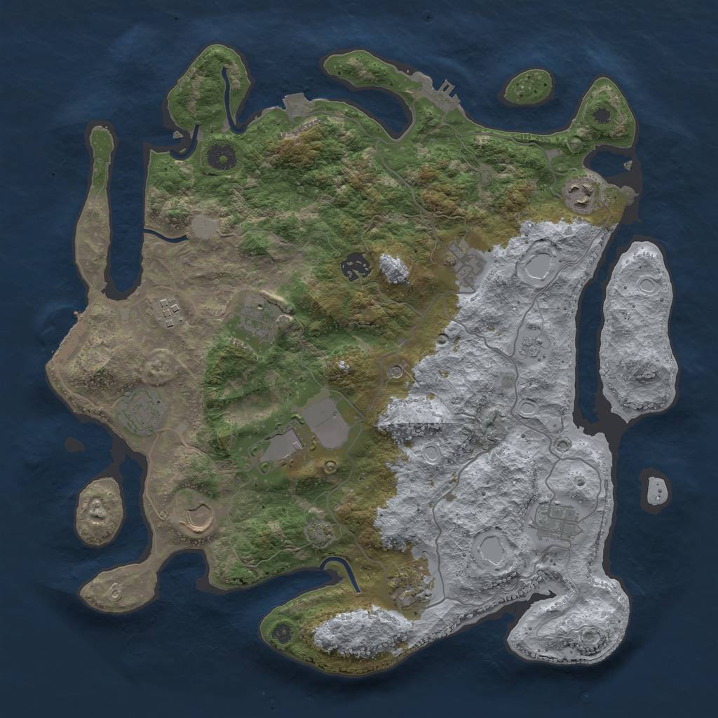 Rust Map: Procedural Map, Size: 3800, Seed: 1717240673, 18 Monuments