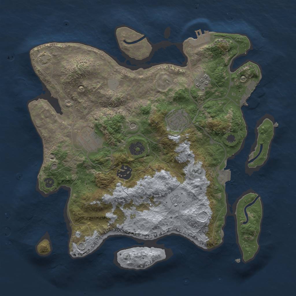Rust Map: Procedural Map, Size: 3000, Seed: 16109, 12 Monuments