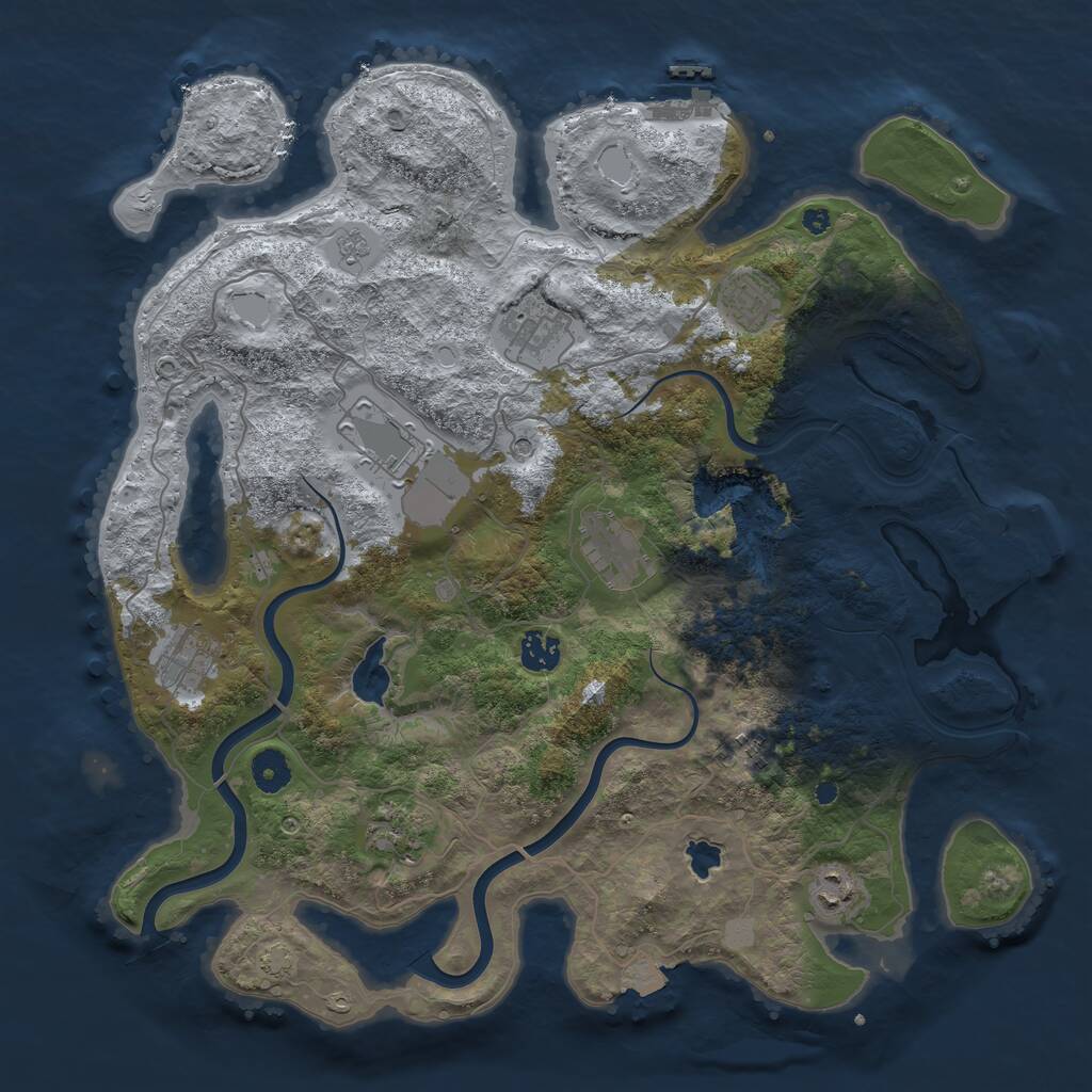 Rust Map: Procedural Map, Size: 4000, Seed: 496893645, 15 Monuments