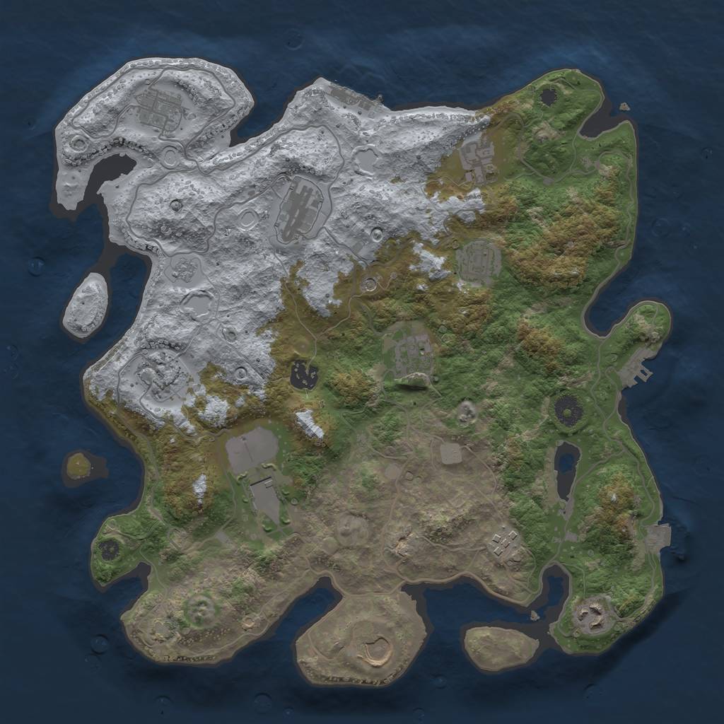 Rust Map: Procedural Map, Size: 3700, Seed: 1732916204, 19 Monuments