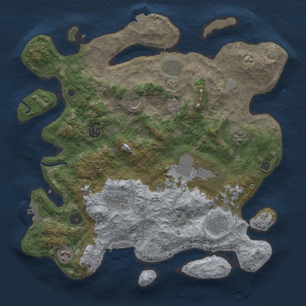 Rust Map: Procedural Map, Size: 3800, Seed: 75558812, 17 Monuments