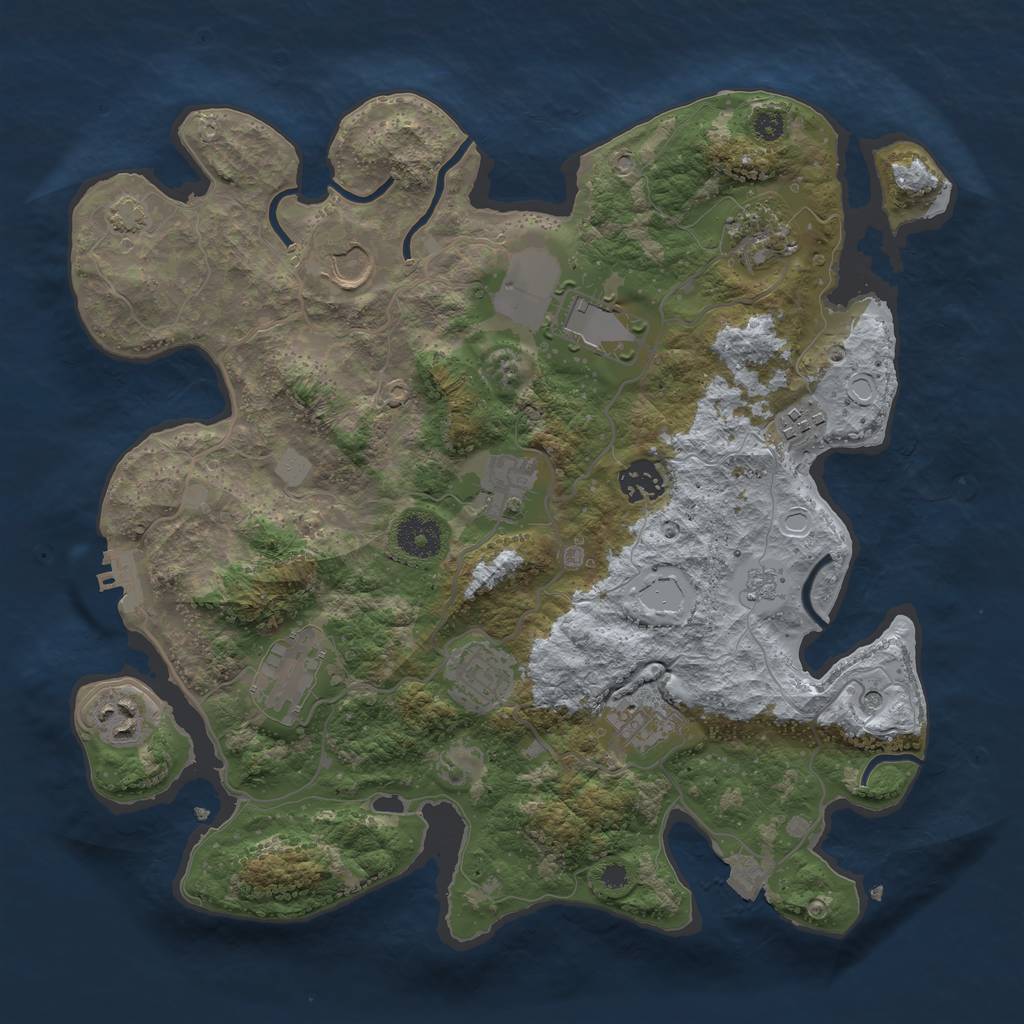 Rust Map: Procedural Map, Size: 3500, Seed: 539940043, 17 Monuments