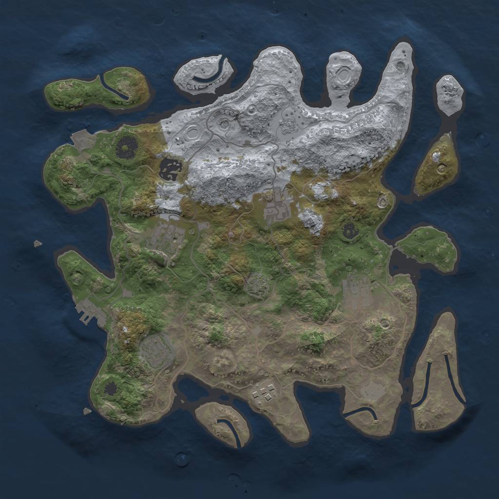 Rust Map: Procedural Map, Size: 3250, Seed: 1205746289, 13 Monuments