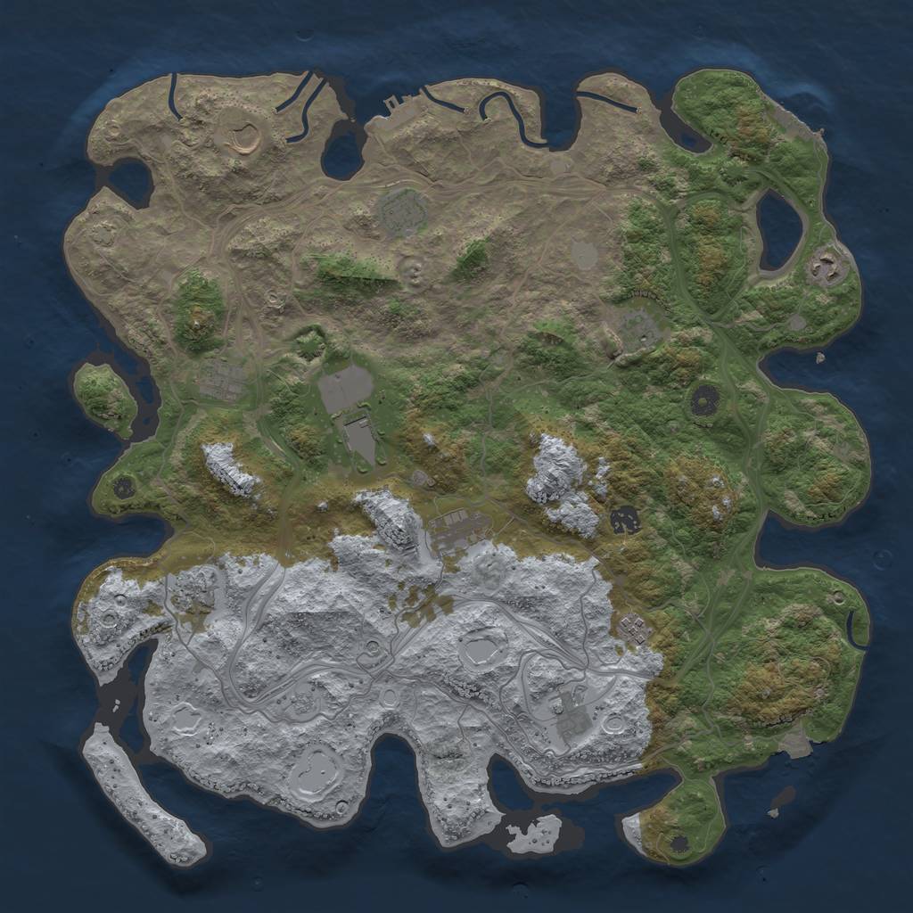 Rust Map: Procedural Map, Size: 4500, Seed: 654545235, 19 Monuments