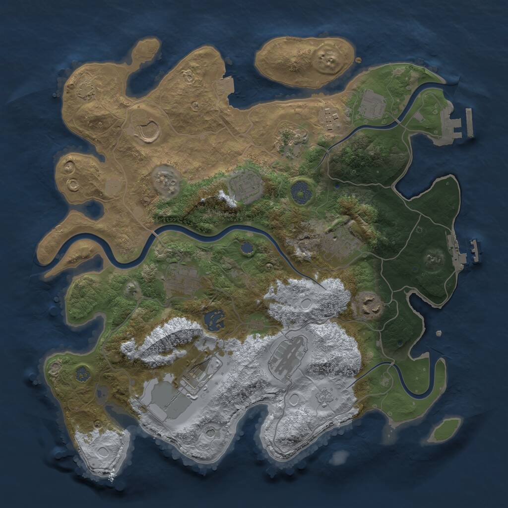 Rust Map: Procedural Map, Size: 3500, Seed: 1041613498, 18 Monuments