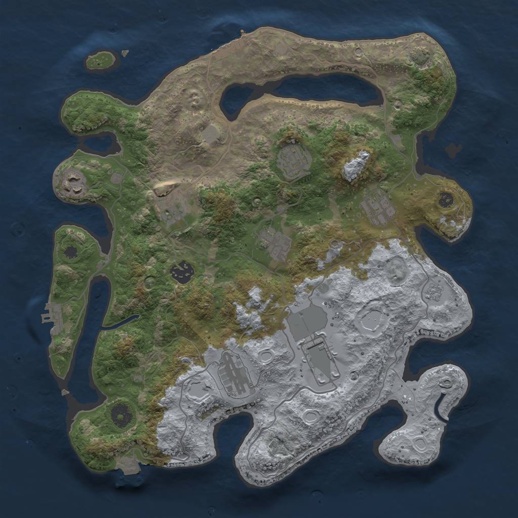 Rust Map: Procedural Map, Size: 3500, Seed: 1273864719, 15 Monuments