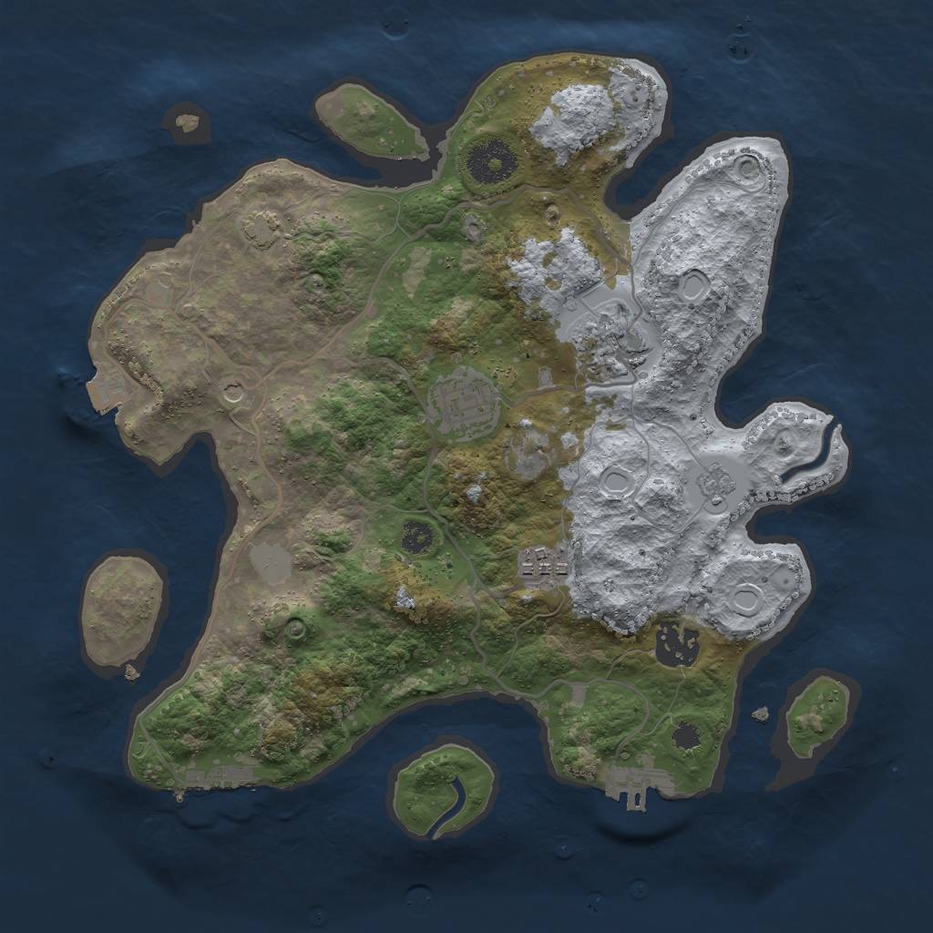 Rust Map: Procedural Map, Size: 3000, Seed: 22950, 12 Monuments