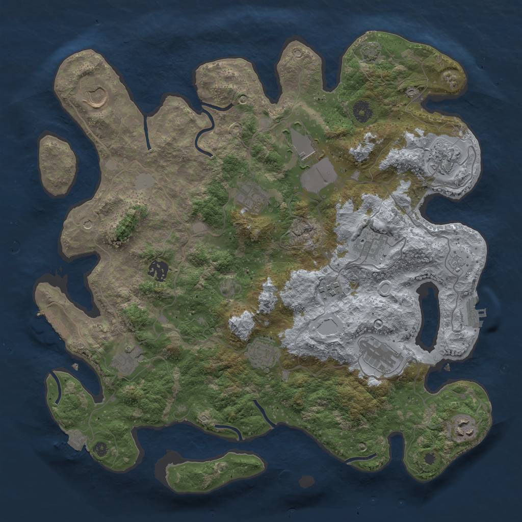 Rust Map: Procedural Map, Size: 3800, Seed: 18897651, 19 Monuments