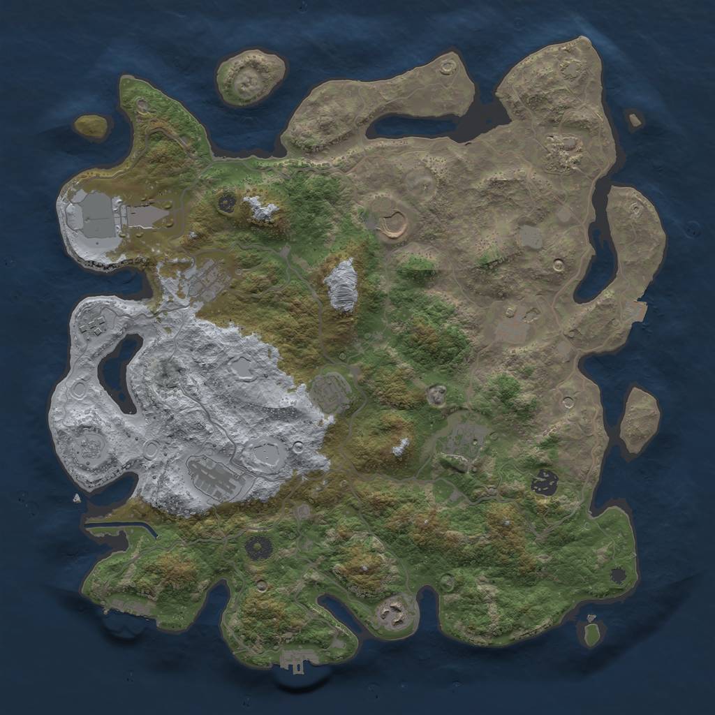 Rust Map: Procedural Map, Size: 4050, Seed: 1194326893, 19 Monuments