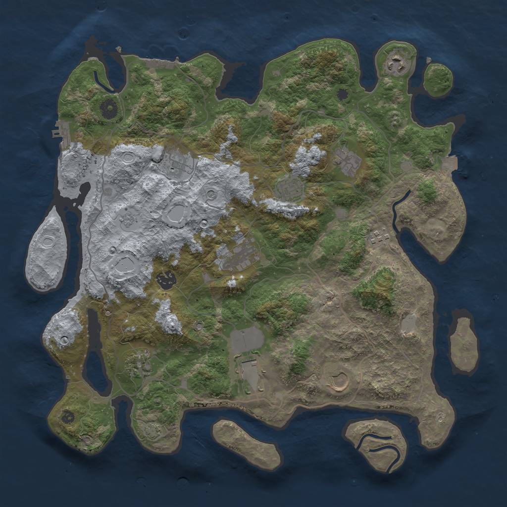 Rust Map: Procedural Map, Size: 4000, Seed: 1200837662, 18 Monuments