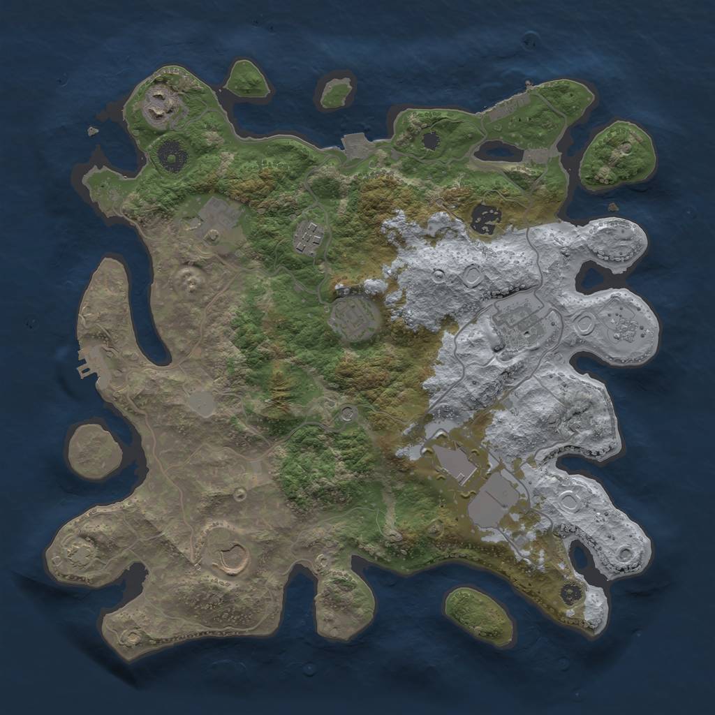 Rust Map: Procedural Map, Size: 3500, Seed: 45444134, 16 Monuments