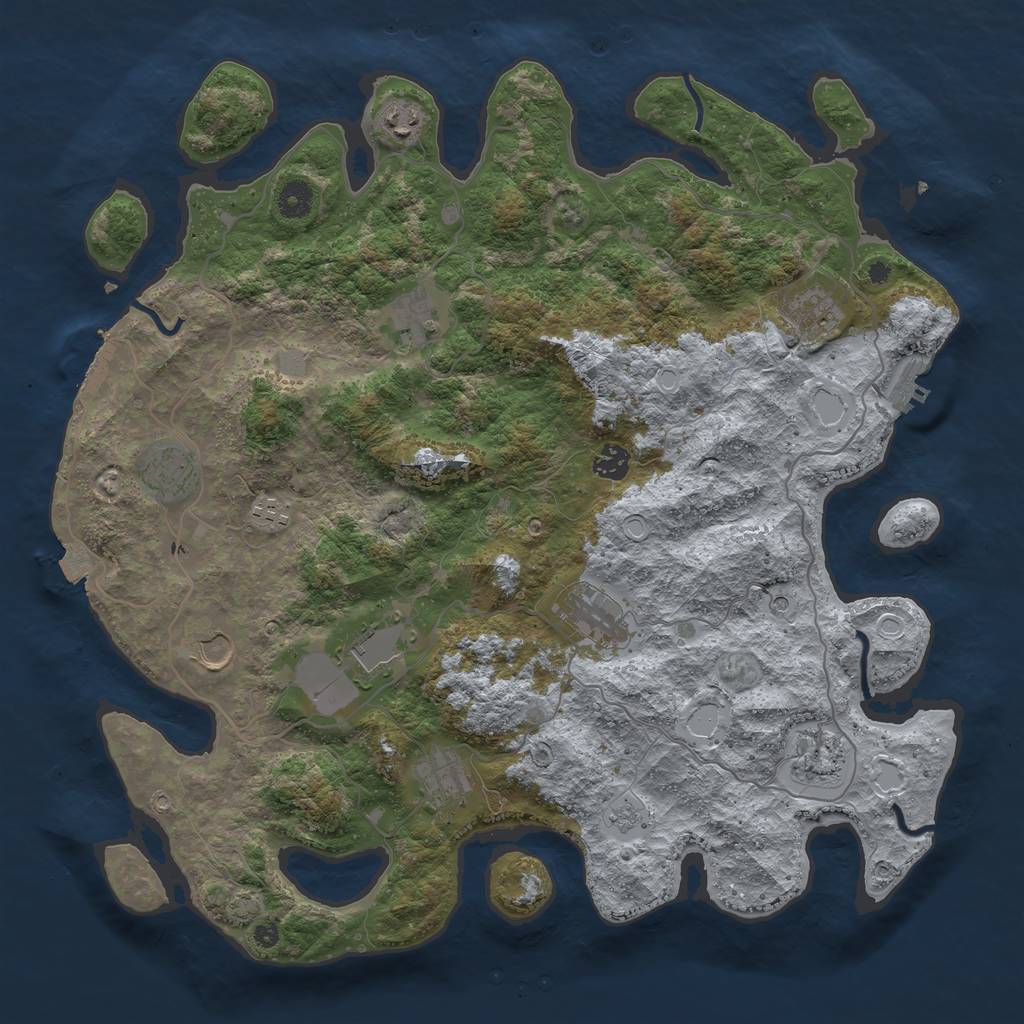 Rust Map: Procedural Map, Size: 4200, Seed: 299425951, 19 Monuments