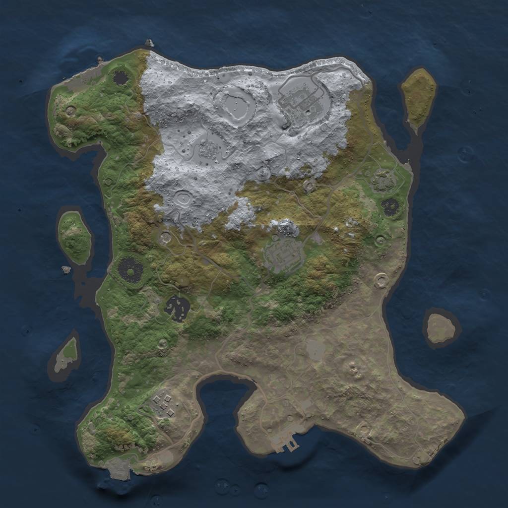 Rust Map: Procedural Map, Size: 3000, Seed: 14420, 12 Monuments