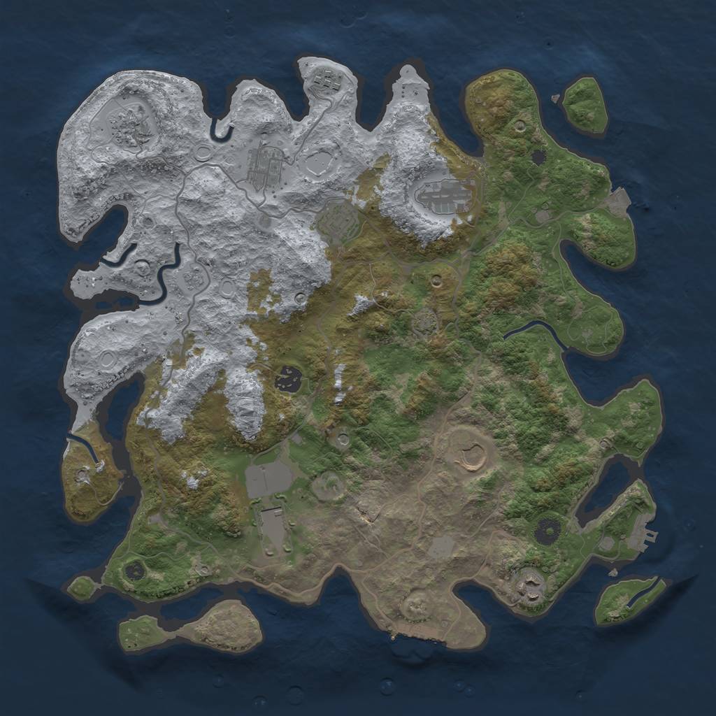Rust Map: Procedural Map, Size: 4000, Seed: 1980, 17 Monuments