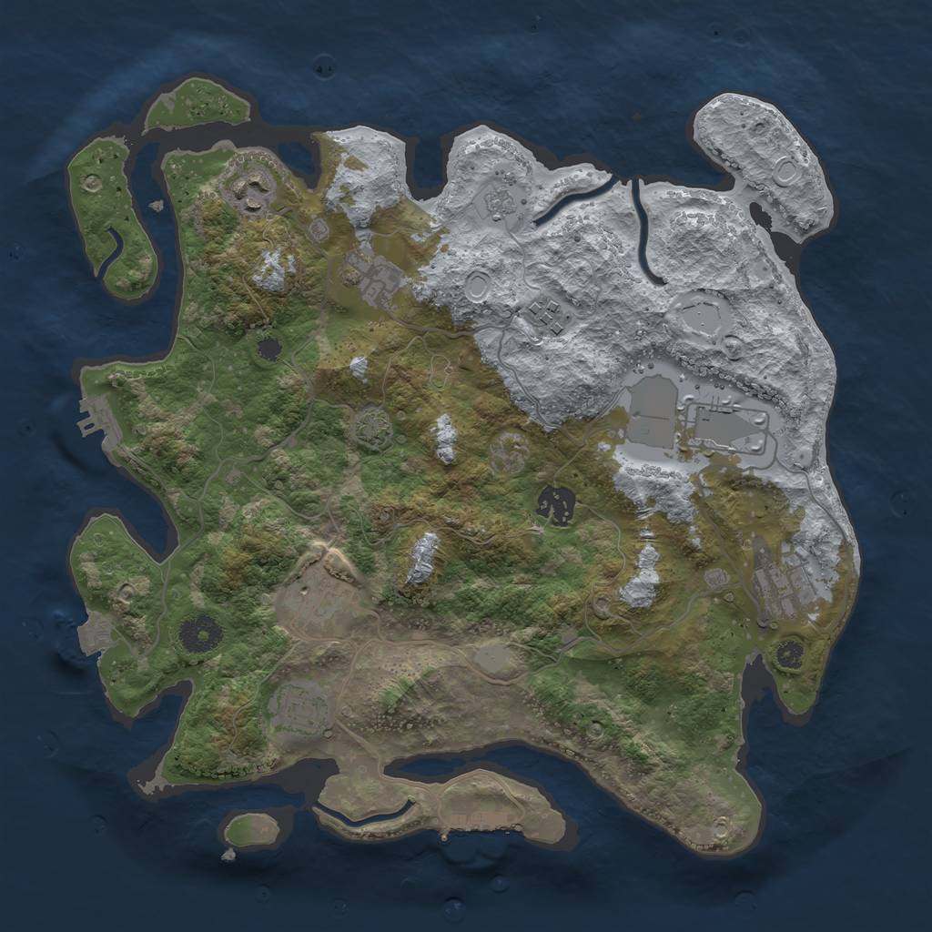 Rust Map: Procedural Map, Size: 3500, Seed: 998475554, 15 Monuments
