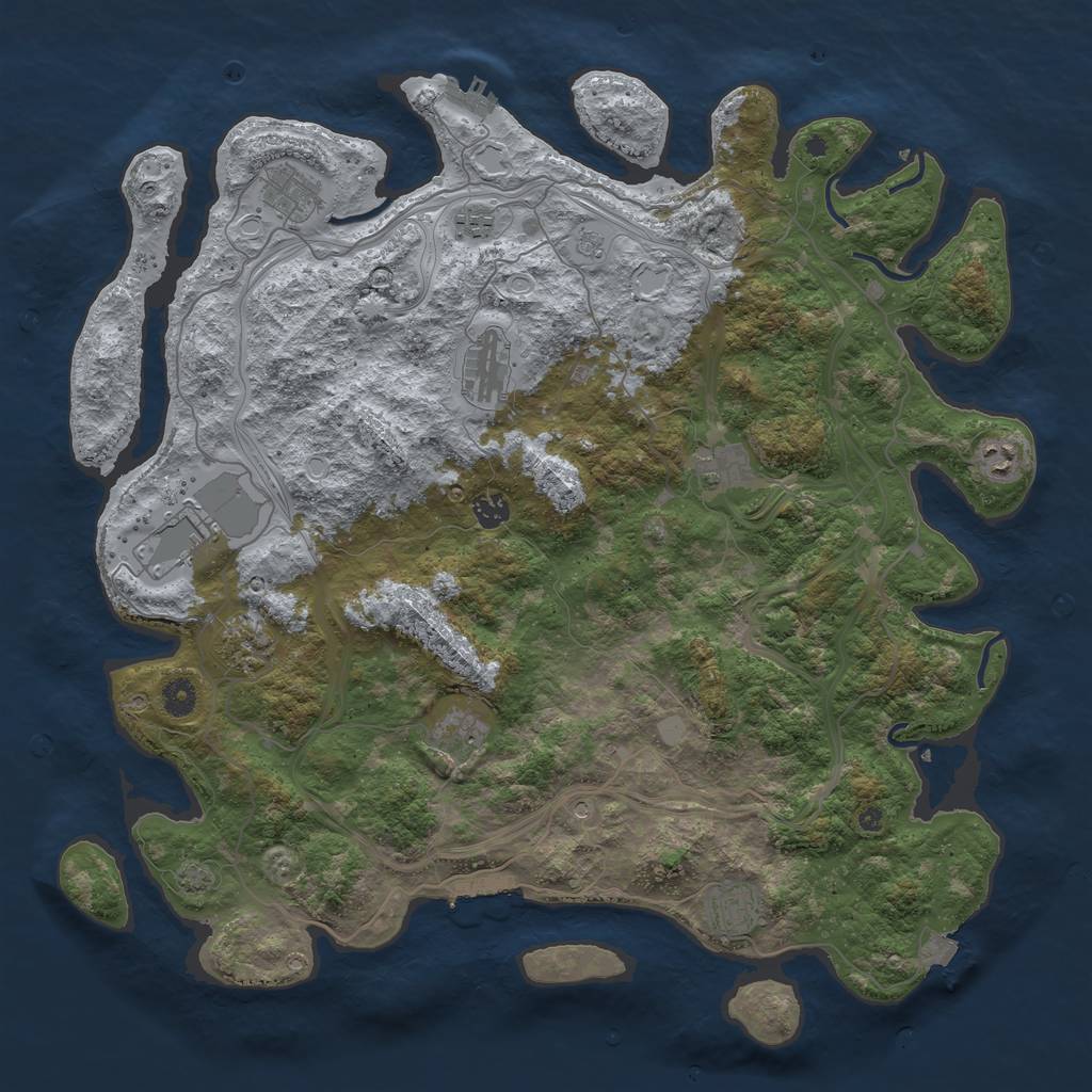 Rust Map: Procedural Map, Size: 4500, Seed: 3215495, 18 Monuments