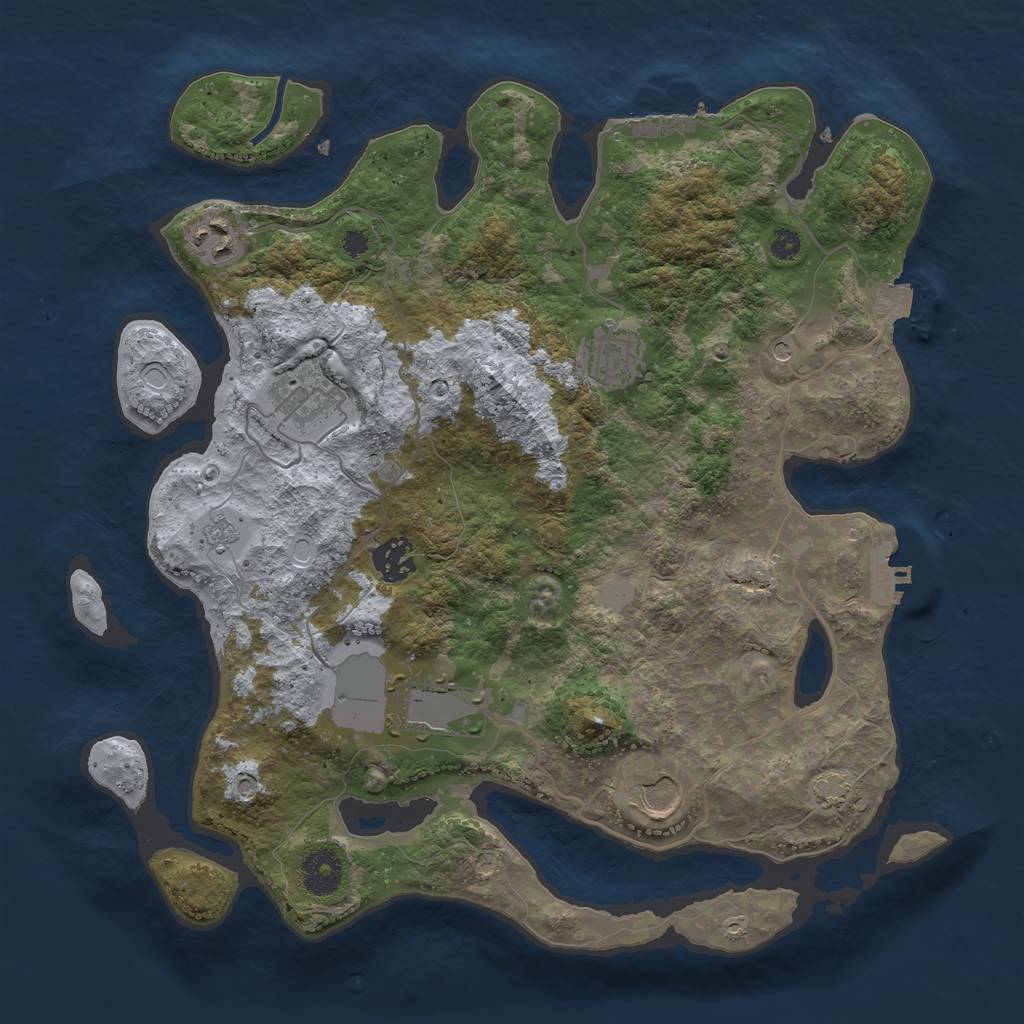 Rust Map: Procedural Map, Size: 3500, Seed: 983889664, 14 Monuments