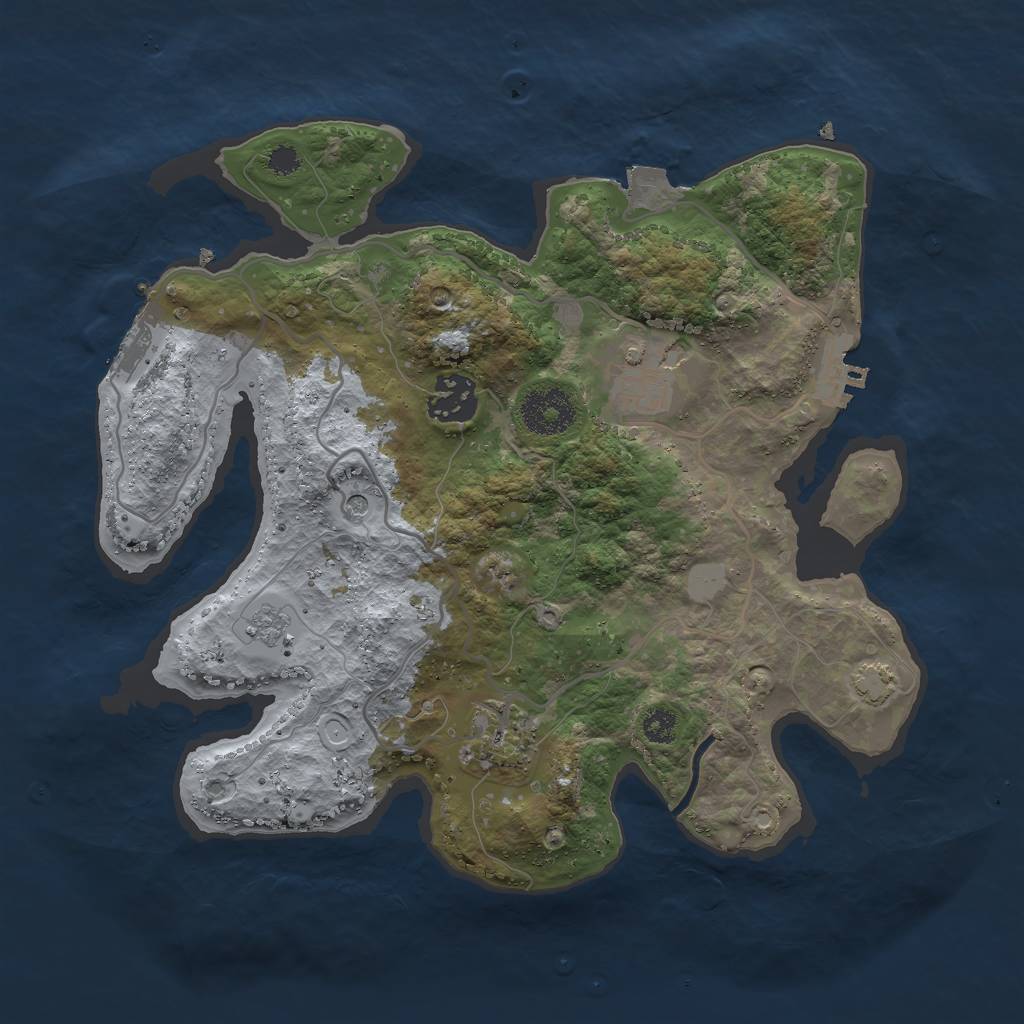 Rust Map: Procedural Map, Size: 3000, Seed: 939049896, 11 Monuments