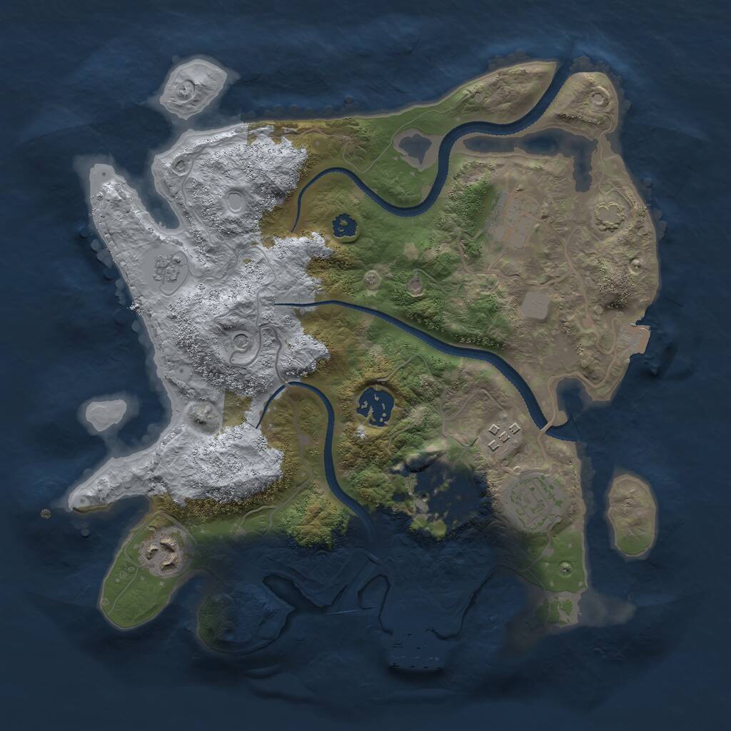 Rust Map: Procedural Map, Size: 3000, Seed: 1649856045, 11 Monuments