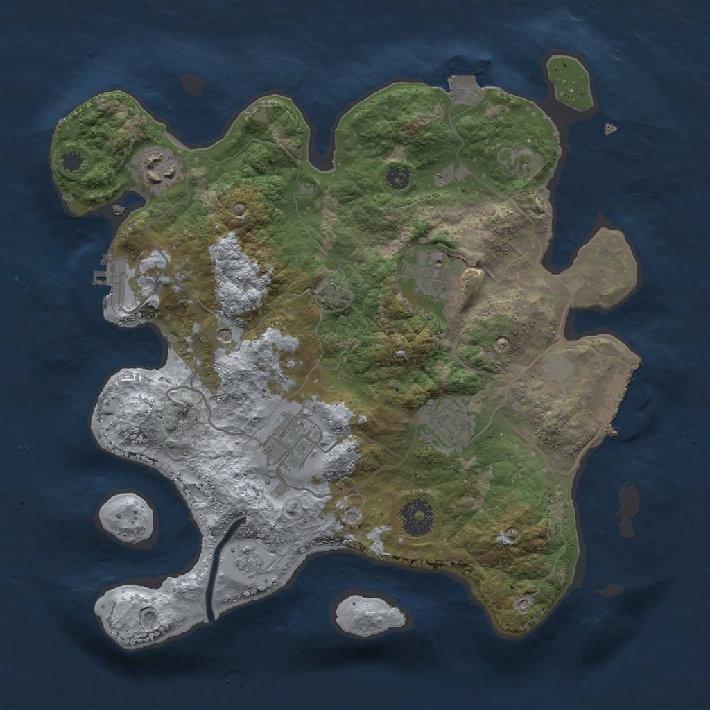 Rust Map: Procedural Map, Size: 3000, Seed: 1677875685, 12 Monuments