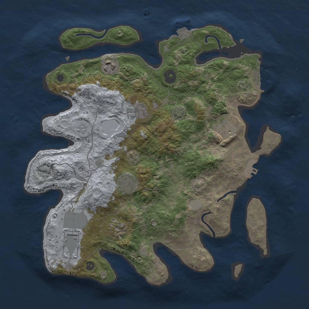 Rust Map: Procedural Map, Size: 3500, Seed: 247920393, 14 Monuments