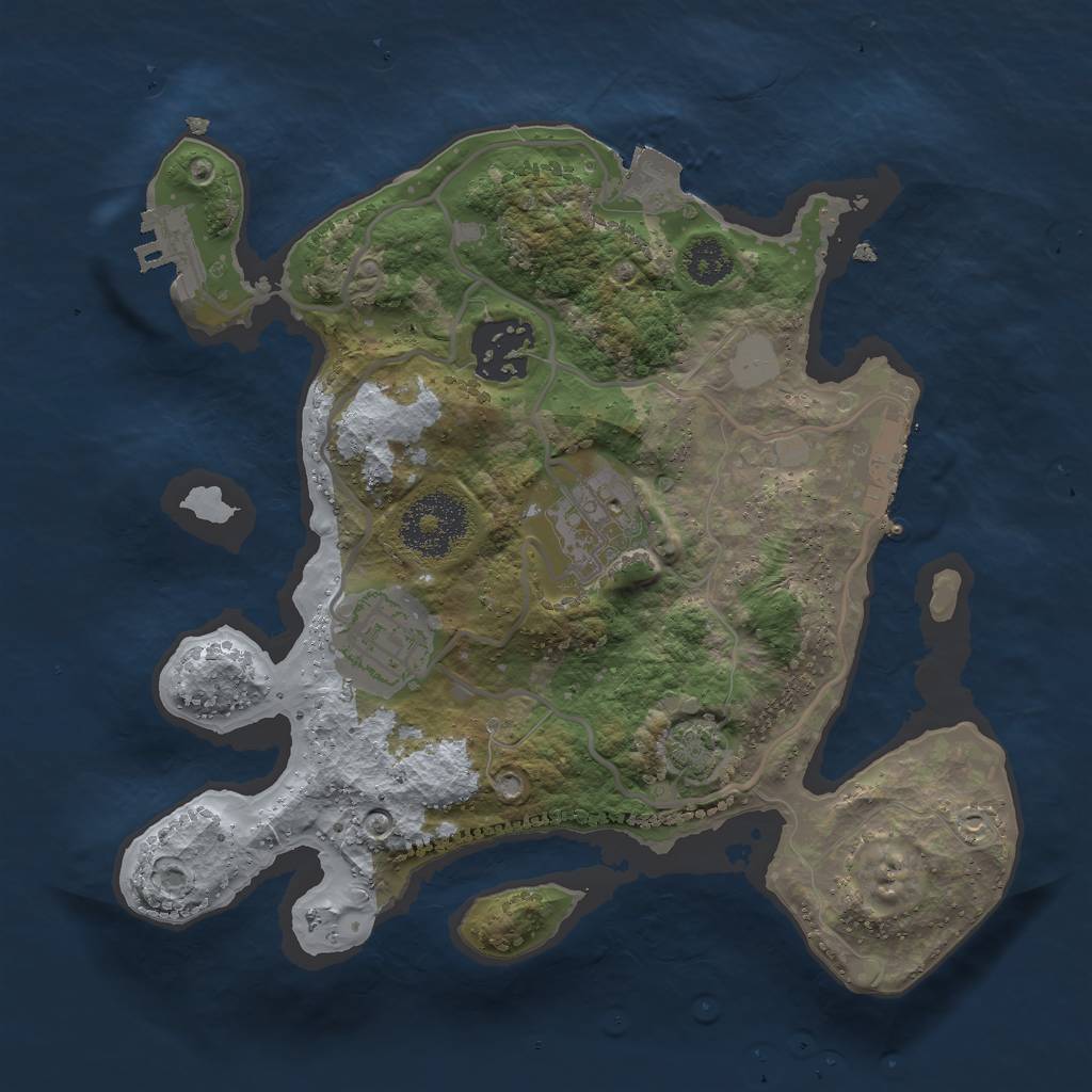 Rust Map: Procedural Map, Size: 2500, Seed: 847822158, 9 Monuments