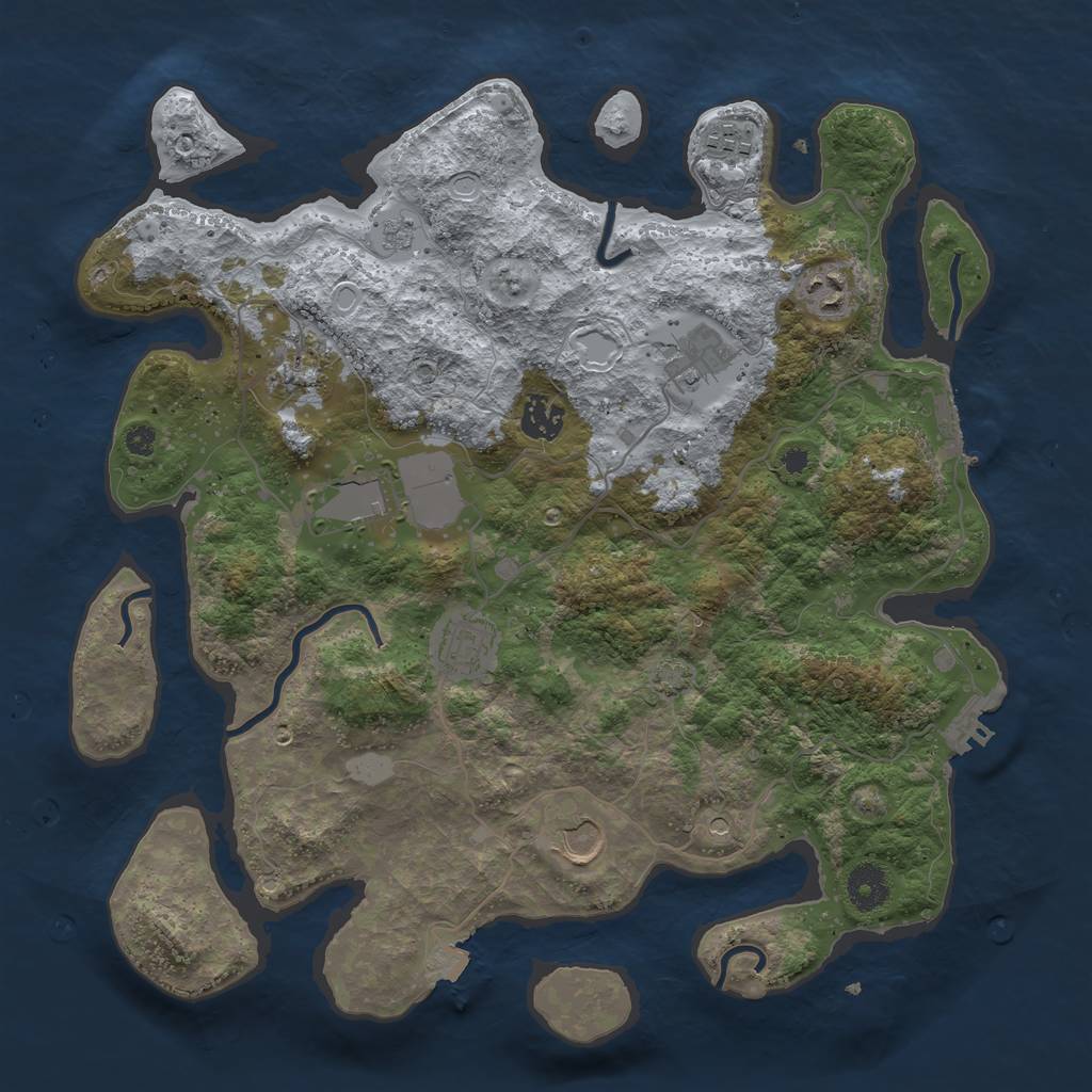 Rust Map: Procedural Map, Size: 3700, Seed: 817047255, 16 Monuments