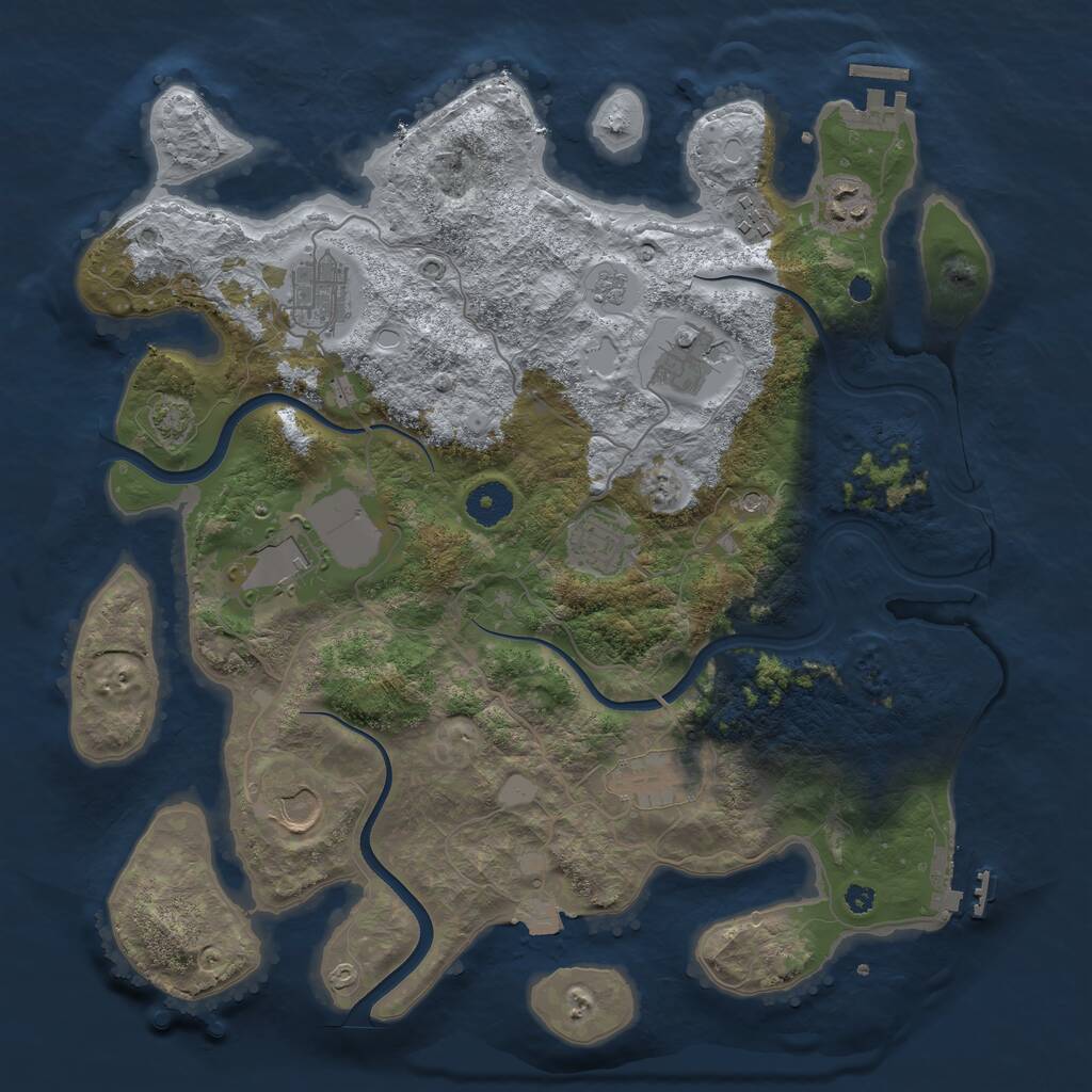 Rust Map: Procedural Map, Size: 3700, Seed: 817047255, 14 Monuments