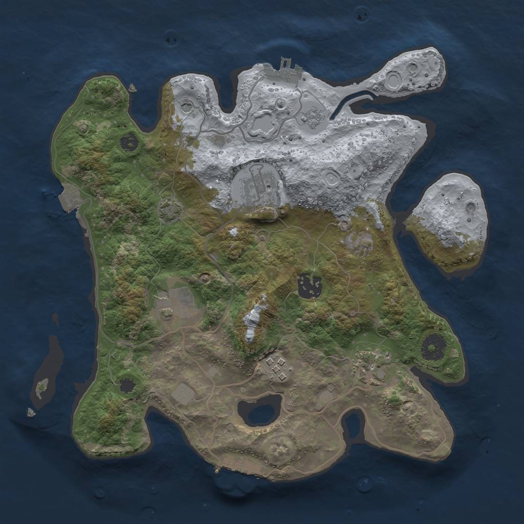Rust Map: Procedural Map, Size: 3000, Seed: 1096855105, 13 Monuments